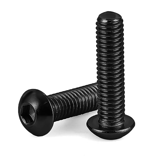 1/4-20 x 1/2" Button Head Socket Cap Screws, 50 PCS | Allen Socket Drive, Black Oxide, Grade 10.9 Alloy Steel, Fully Threaded - size: 1/4-20 x 1/2"