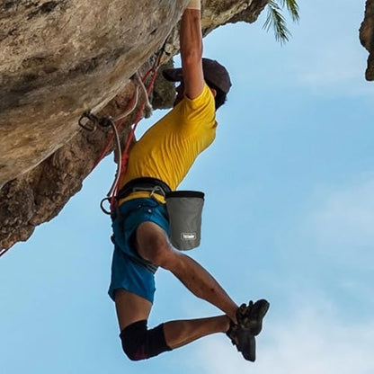 Rock Climbing Bag Anti-Slip Multifunctional Flexible | Waterproof for Climbing Bouldering Gymnastics Fitness Weight-Lifting Strongman Gym Workout Bouldering Chalk Pouch Climbing - color: Gray powder bag + D-shaped buckle