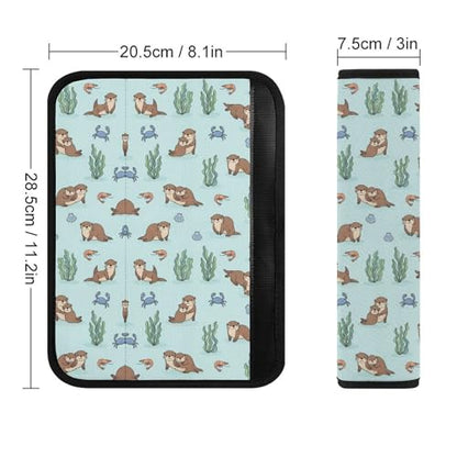 Soft Padded Car Seat Straps Shoulder Pads for Elderly Support, All Vehicles, 1 Pair Cute Otters Print Shoulder Protector Anti-Slip Pad - color: Pattern 285