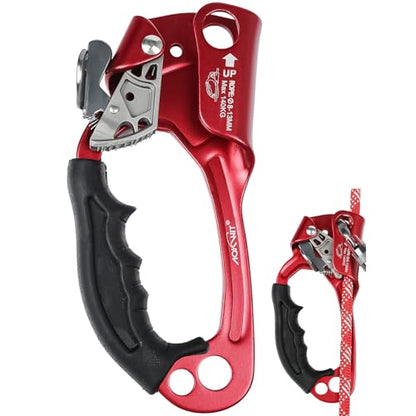 UIAA & CE Certified Rope Ascender Aluminum Alloy Rock Climbing Gear Strong Rigging Rappelling Equipment for Rock Tree Climbing Arborist Rescue Mountaineering Caving - color: Left Hand Red 1
