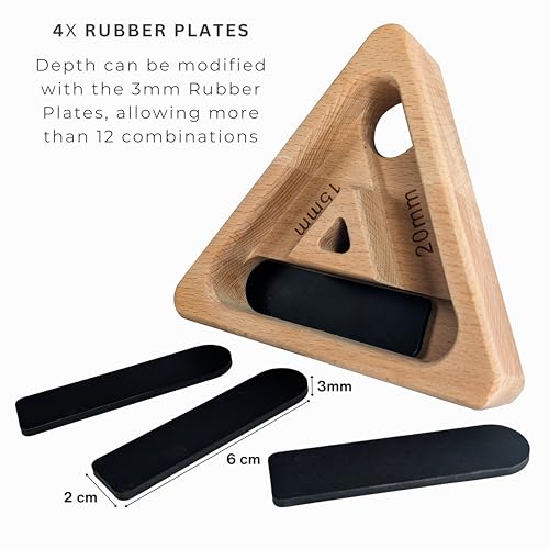 Bellaroca® Portable Hangboard for Rock Climbing – Wooden Climbing Fingerboard with Adjustable Rubber Plates and 12+ Grip Combinations for Bouldering and Finger Strength Training - style: Triangles