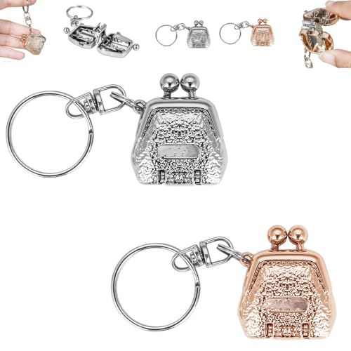 Mini Nail Clippers with Keyring, Portable Bag-Shaped Folding Fingernail Clipper Keychain, Foldable Compact Pocket Nail Cutter for Home Travel Daily Use (Gold and Silver) - color: Gold and Silver