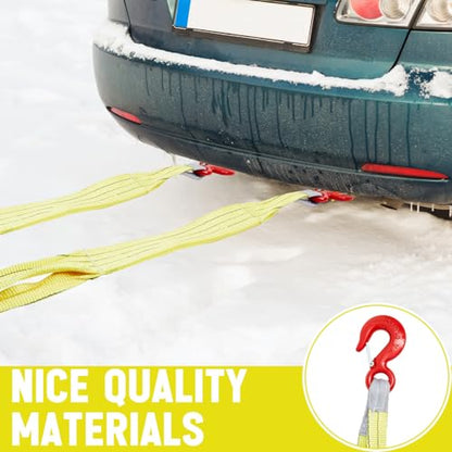 2 Pcs 3.3 FT Heavy Duty Polyester Lifting Rigging Straps Two Leg Bridle Web Sling with Hook & Twist Eye Lift Strap for Hoist Engine Crane Truck Tow Tree Stump 13227 Lbs Load Capacity, Yellow