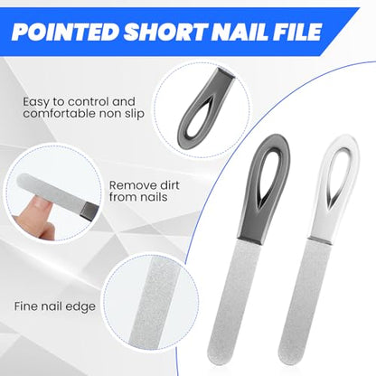 Ymapinc 4 Pack Nail File Metal, 3.54IN Stainless Steel Fingernail Files Double Sided Grit Nail Filer with Leather Cases and Non Slip Handle