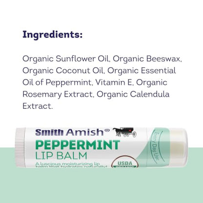 Smith Amish Hand Renewal Cream 4.5 oz + Organic Peppermint Lip Balm | Deep Moisturizing Hand & Lip Care Set for Dry, Rough Hands & Parched Lips - Botanical Duo - size: 2.25 Ounce (Pack of 2)