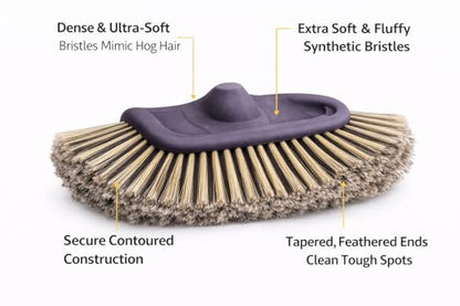 Hi-Tech NogHair Wash Brush – 14" Multi-Level Car Wash Brush TB-14X3CR – Soft Bristles for Scratch-Free Cleaning – for Cars, Trucks & SUVs – Fits Threaded Handle
