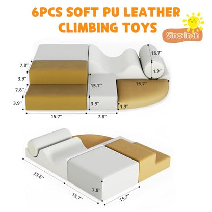 OUTLANE Climbing Toys for Toddlers, Foam Climbing Blocks, Indoor Climb & Crawl Playset, 6 Piece Set, Yellow - color: 6-piece