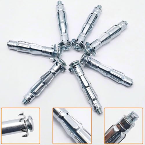 1/4" Drywall Anchor Kit Hollow Wall with Screws,Zinc Plated Steel Molly Bolt,Hollow Wall Drilling Anchors with Screws Drywall Anchors (30PCS, M6) - size: 1/4