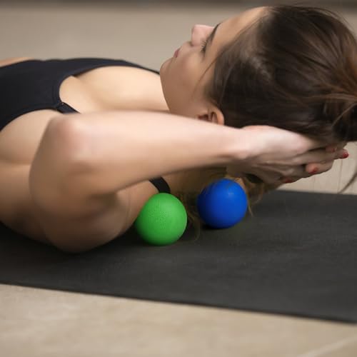 2-Pack Firm Lacrosse Massage Balls (Green&Blue) | For Deep Tissue, Trigger Point & Myofascial Release Therapy, Relieve Muscle Knots - color: Green&blue
