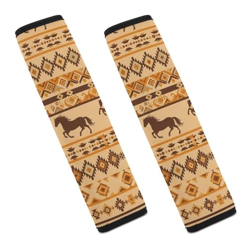 2 Pack Farm Brown Cowboy Western Horse Seat Belt Shoulder Pad Universal Soft and Comfortable Seat Belt Covers Cushion for Kids, Most Cars, Comfortable Driving - color: Pattern 328