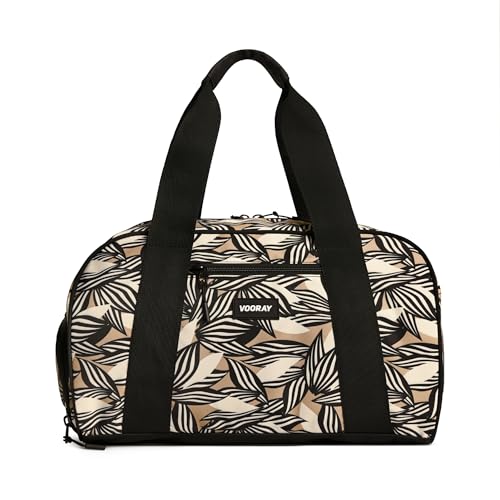 Vooray Burner Small Gym Bag for Women and Men, 23L | Lightweight Duffle Bag with Shoe Compartment, Water Bottle Pocket, Magnetic Handles, Adjustable Strap, Use for Sports, Travel - color: 23L - Textured Leaves