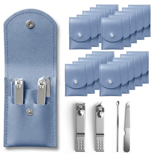 20-Piece Complete Nail Care Kit, Professional Manicure Set with Stainless Steel Tools for Home Use, Travel & Gifts | Portable Nail Clipper Kit in Blue Case(Blue) - color: Blue