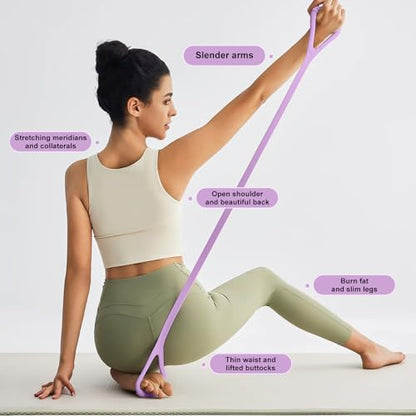 Figure 8 Fitness Band with Handle,Exercise for Arm & Shoulder,Yoga,Stretch | Non-Slip Ropes ,Elastic Bandsfor Women,Back Training Exercise Equipment - color: blue