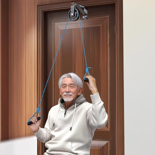 Shoulder Pulley for Physical Therapy, Over the Door Pulley with Metal Frame for Shoulder Rehab, Long Rope with Comfortable Handles for Shoulder Pain Reduction and Mobility Improvement