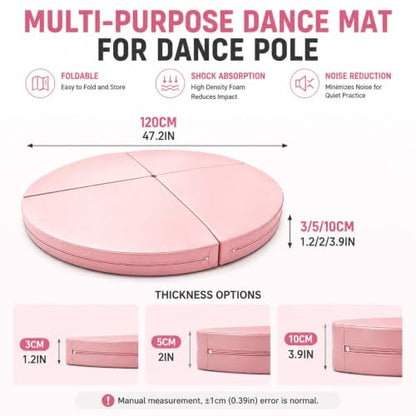 Pole Dance Mat, Folding Pole Crash Mat for Home, PU Leather Skid Proof Covering, Portable Safety Round Dancing Cushion for Home Studio Fitness - size: 120x3cm/47.2x1.2in
