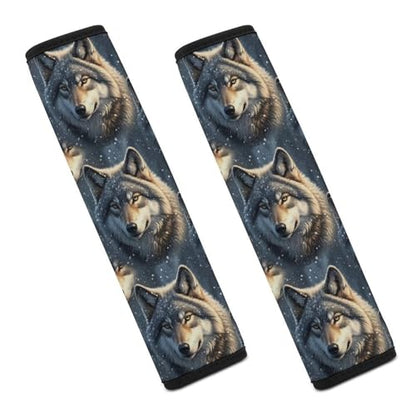 2 Pack Snow Wolves Car Seat Straps Shoulder Pads Universal Fit Neck Strap Covers for Adults and Children, All Vehicles, Pressure Relief - color: Pattern 1158
