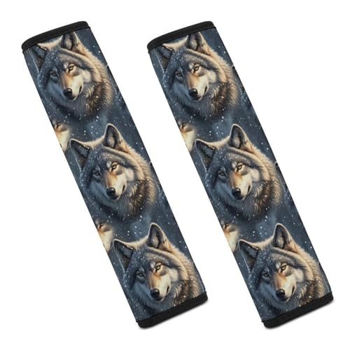 2 Pack Snow Wolves Car Seat Straps Shoulder Pads Universal Fit Neck Strap Covers for Adults and Children, All Vehicles, Pressure Relief - color: Pattern 1158