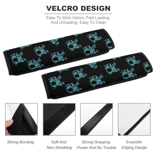 2 Pack Drum Kit Abstract Musical Instruments Music Blue Green Car Seat Belt Pad Soft Padded Automotive Seat Belt Protector for Child, Stroller Pushchair High Chair, Shock Absorption - color: Pattern 1150