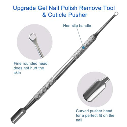 Premium Stainless Steel Manicure Tools 2-Piece Set, Upgrade Gel Nail Polish Remove Tool & Cuticle Pusher, Cuticle Trimmer & Nail Lifter, Durable&Hygienic, For Women - size: Ring Pusher