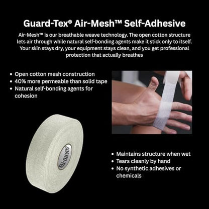 Guard-Tex® White Athletic Finger Tape - Self-Adhesive Natural Cotton Air-Mesh™ No Residue - 3/4 Inch - 3 Rolls, 90 Ft (270 Ft Total) - USA Made - color: Arctic White, size: 3 rolls, 3/4"