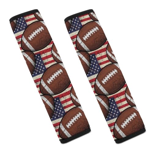 2 Pack American Flag Football Seat Belt Cover Universal Fit Shoulder Harness Cover for Girls and Boys, Car Seats Pushchair Strollers High Chair Pushchair - color: Pattern 101