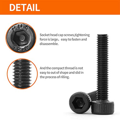 M3 x 4mm 6mm 8mm 10mm 12mm Hex Socket Head Cap Screws Bolts, 12.9 Grade Alloy Steel, Black Oxide Finish, Metric Allen Hex Drive, Machine Fully Threaded, Assortment Kit 250PCS - size: M3 x 4/6/8/10/12mm (250PCS)