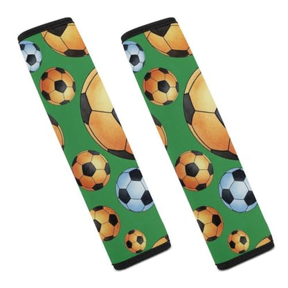 Universal Soft and Comfortable Seat Belt Shoulder Pad for Adult Use, Most Cars, 1 Pair Watercolor Print Green Field Soccer Harness Pads Strap Anti-Slip Pad - color: Pattern 277