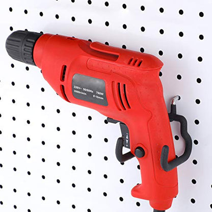 Hotop 4 Pack Pegboard Drill Holder Hooks, Black Metal Peg Board Hooks for Hanging Power Tools, Utility Hook for Garage Tool Organizer, Workbench, Craft Room and Wall Storage(2.75 x 2.56 x 3.54 Inch) - size: 2.75 x 2.56 x 3.54 Inch