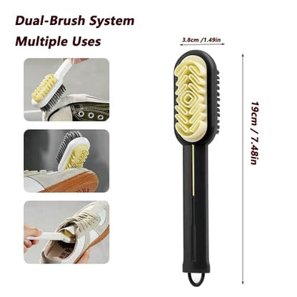 2-in-1 Suede Brush & Eraser for Shoes – Black | Rubber Brush With Soft Plastic Bristles; Cleans Suede, Nubuck & Delicate Leather; Built-In Eraser Block - color: Black