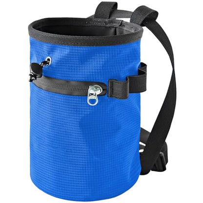 Rock Climbing Chalk Bag & Zippers Pockets Adjustable Bouldering Chalk Bag Bucket for Gym Climbing Gymnastic Bouldering Bucket - color: Sky Blue