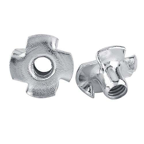 50pcs T Nuts,Zinc Plated Carbon Steel 4-Pronged Tee Nut for Wood, Rock Climbing Holds, Furniture (M5 (50 pcs/Pack)) - size: M5 (50 pcs/pack)