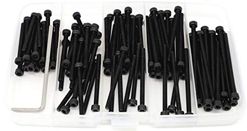 iexcell 100 Pcs M3 x 30/35/40/45/50 Alloy Steel 12.9 Grade Hex Socket Head Cap Screws Bolts Assortment Kit, Black Oxide Finish - size: M3 x 30/35/40/45/50mm