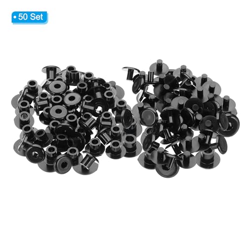 PATIKIL M5x5mm Plastic Binding Post, 50 Sets Plastic Chicago Screws Binding Screw Rivet Post Press-on Buckle for Leather Scrapbook Photo Albums, Black - color: Black, size: M5x5mm