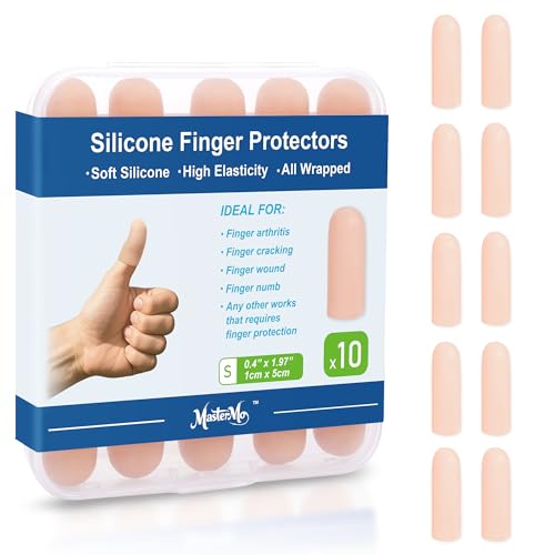 Gel Finger Cots Protectors, Silicone Fingers Covers Bandages Caps Sleeves for Fingertip Thumb Protection, Ideal for Trigger, Arthritis, Cracking, Blisters, Callus, Hangnail & Pain Relief (Nude, S, 10PCS) - color: Nude, size: S(10)