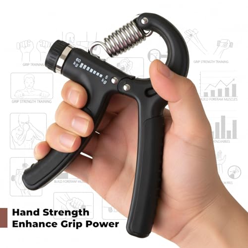 Hand Grip Strengthener Kit – Adjustable Grip Trainer with Finger Stretcher, Exercise Ring & Massage Ball for Forearm, Wrist & Hand Strength