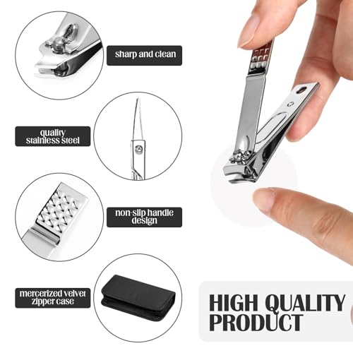 Coume 24 Sets Mini Manicure Set Bulk for Women Men Gifts for Coworkers Nail Grooming Kit 8 in 1 Nail Clippers Kit Luxurious Travel Case Stainless Steel Nails Clipper Set(Black) - color: Black