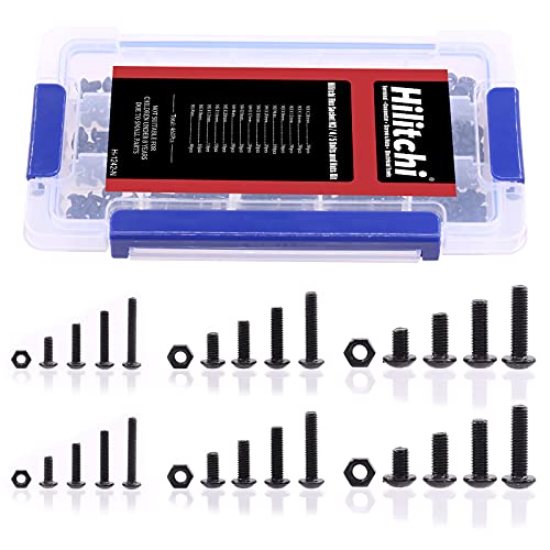 Hilitchi 460-Pcs M3 M4 M5 Button Head Hex Socket Head Cap Bolts Screws Nuts Assortment Kit - 10.9 Grade Alloy Steel - color: Button Head Hex Socket