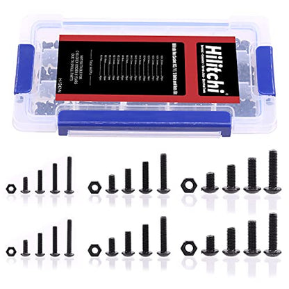 Hilitchi 460-Pcs M3 M4 M5 Button Head Hex Socket Head Cap Bolts Screws Nuts Assortment Kit - 10.9 Grade Alloy Steel - color: Button Head Hex Socket