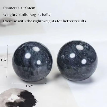 Baoding Balls 2Pcs, 1.57 inch Natural Marble Baoding Chinese Meditation Balls, with Carry Case for Hands Stress Relief, Dark Grey - color: Dark Grey, size: Medium-1.57"