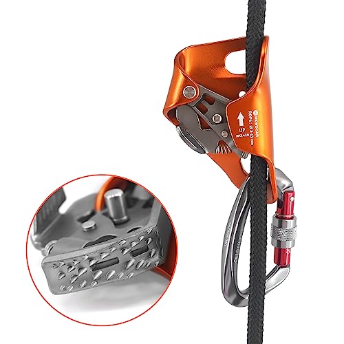 NewDoar Rock Climbing Chest Ascender Abdominal for Vertical Rope Climbing CE Certified Rope Clamp for 8~13MM Rope - color: Orange