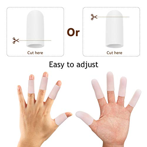 Frienda 30 Pieces Gel Finger Protector Cots Silicone Cover Cap Sleeves for Finger Cracking Trigger Support(White) - color: White