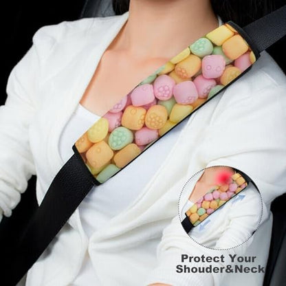 2 Pack Cute Candy Car Seat Belt Pad Soft Padded Automotive Seat Belt Protector for Child, Stroller Pushchair High Chair, Shock Absorption - color: Pattern 97