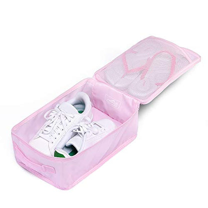 Travel Shoe Bags, Foldable Waterproof Shoe Pouches Organizer-Double Layer (2+2 Pink Shoebags) - color: Pink, size: 2+2 Packs