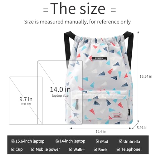 Peicees Waterproof Drawstring Sport Bag Lightweight Sackpack Backpack for Men and Women | Waterproof - color: X_diamond