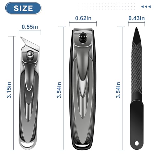 Nail Clippers for Men Thick Nails with Slanted Blade, Heavy Duty Nail Clippers with Catcher No Splash Fingernail Clipper Nail Cutter Gifts for Men Women Adults - style: Black Nail Clippers with Cather Set