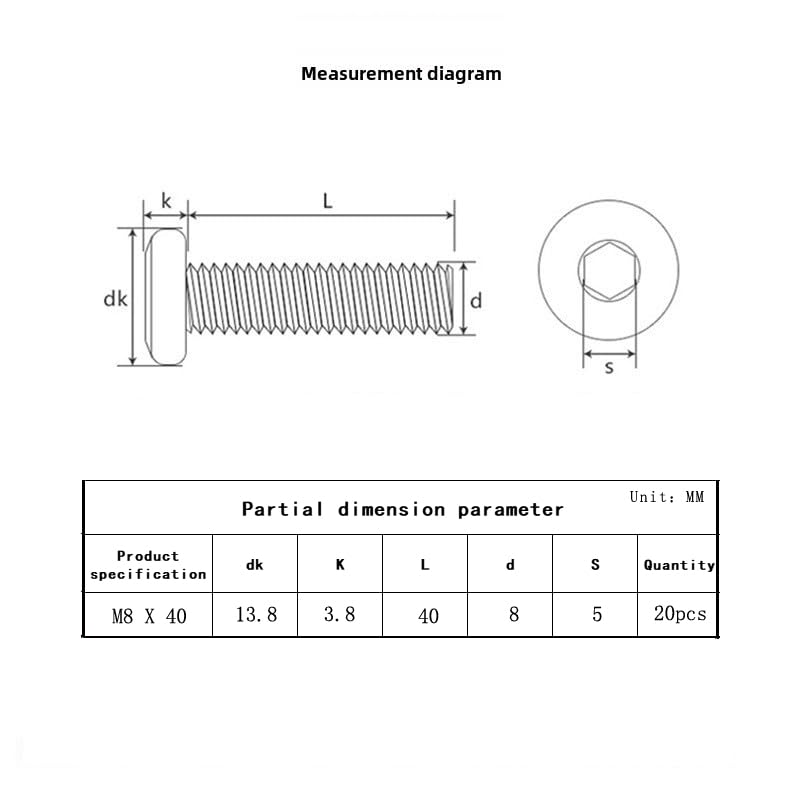 Metuja M8-1.25 x 40mm,20-Pack Black Flat Head Hex Socket Cap Screw Bolts,304 Stainless Steel,Fully Threaded M8 Bolts,Metric Fasteners for Furniture - size: M8-1.25x40mm