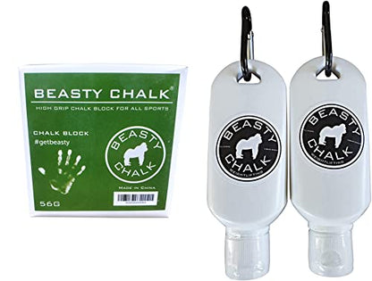 Beasty Chalk - Liquid Chalk 50 ml Pair & Chalk Block, 56 Gram - Sports Chalk Cream - Great Grip for Gymnastics, Rock Climbing, Sports, Lifting, Pull-Ups, Deadlifts, Kettlebells, Pole - Bundle