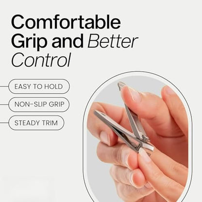 Nail Clippers Set for Men & Women - 2 Pack Professional Stainless Steel Toe Nail Clippers with Built-in File & Travel Case - Heavy Duty Fingernail Clippers Kit for Thick Nails for Seniors