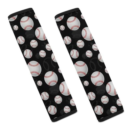 2PCS Black Baseball Car Seat Belt Pad Breathable Shoulder Protector for Girls and Boys, Most Cars, Anti-Slip Pad - color: Pattern 1243