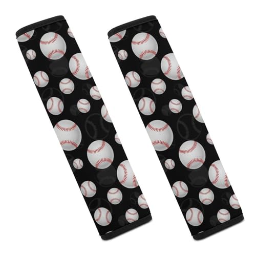 2PCS Black Baseball Car Seat Belt Pad Breathable Shoulder Protector for Girls and Boys, Most Cars, Anti-Slip Pad - color: Pattern 1243